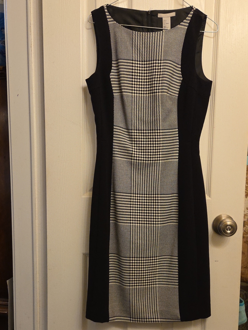H&M Black Dress with Black-and-White Plaid Center Panel